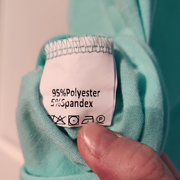 Mint green Square Neck Pleated Blouse size Medium - Picture 4 of 7